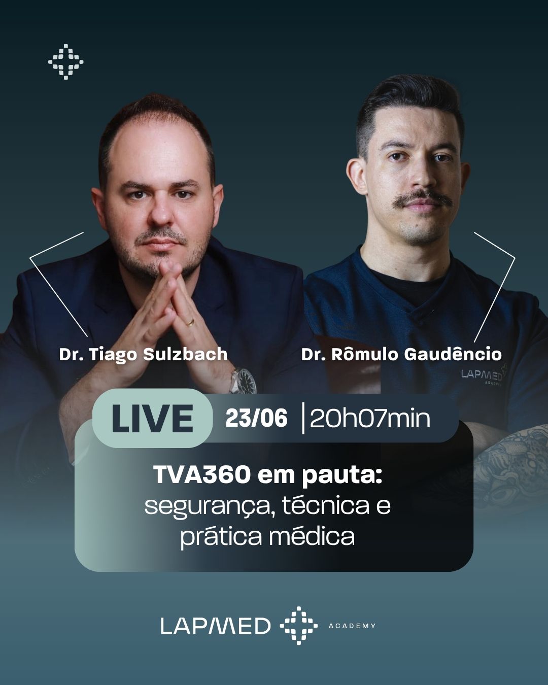 Dr. Tiago Sulzbach e Dr. Rômulo Gaudêncio em live da LAPMED Academy